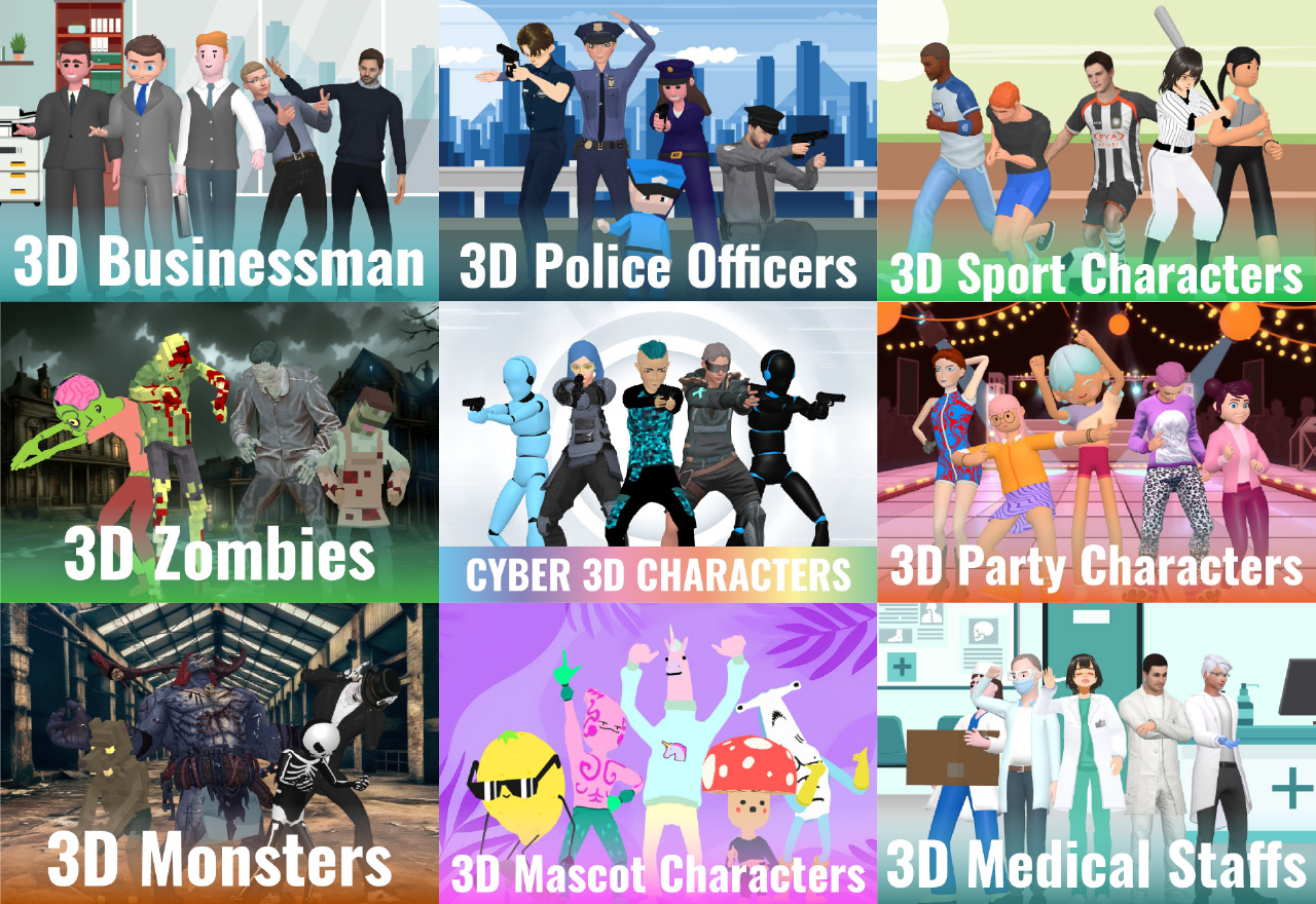 mass 3D character library